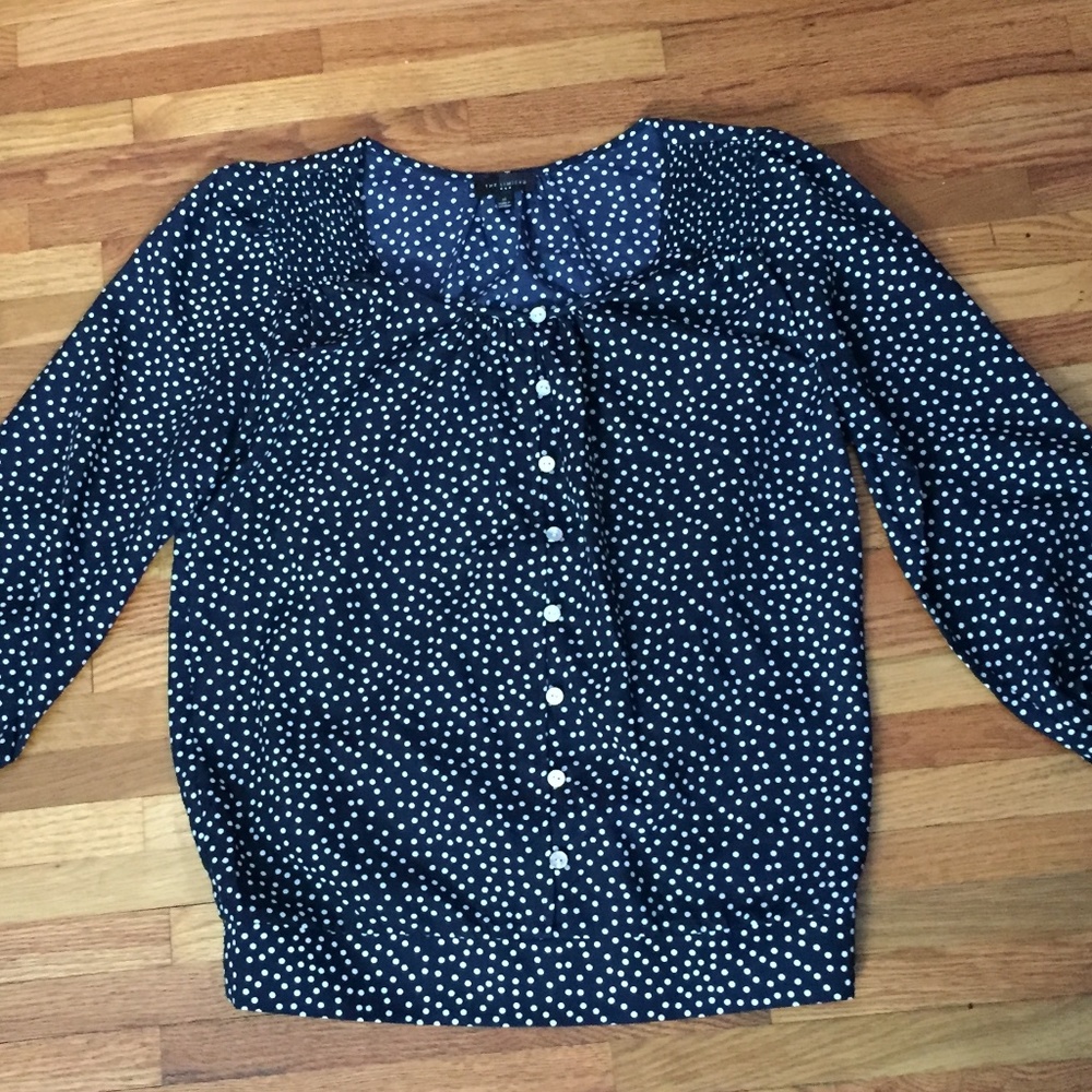 The Limited Navy Polka Dot Sheer Top